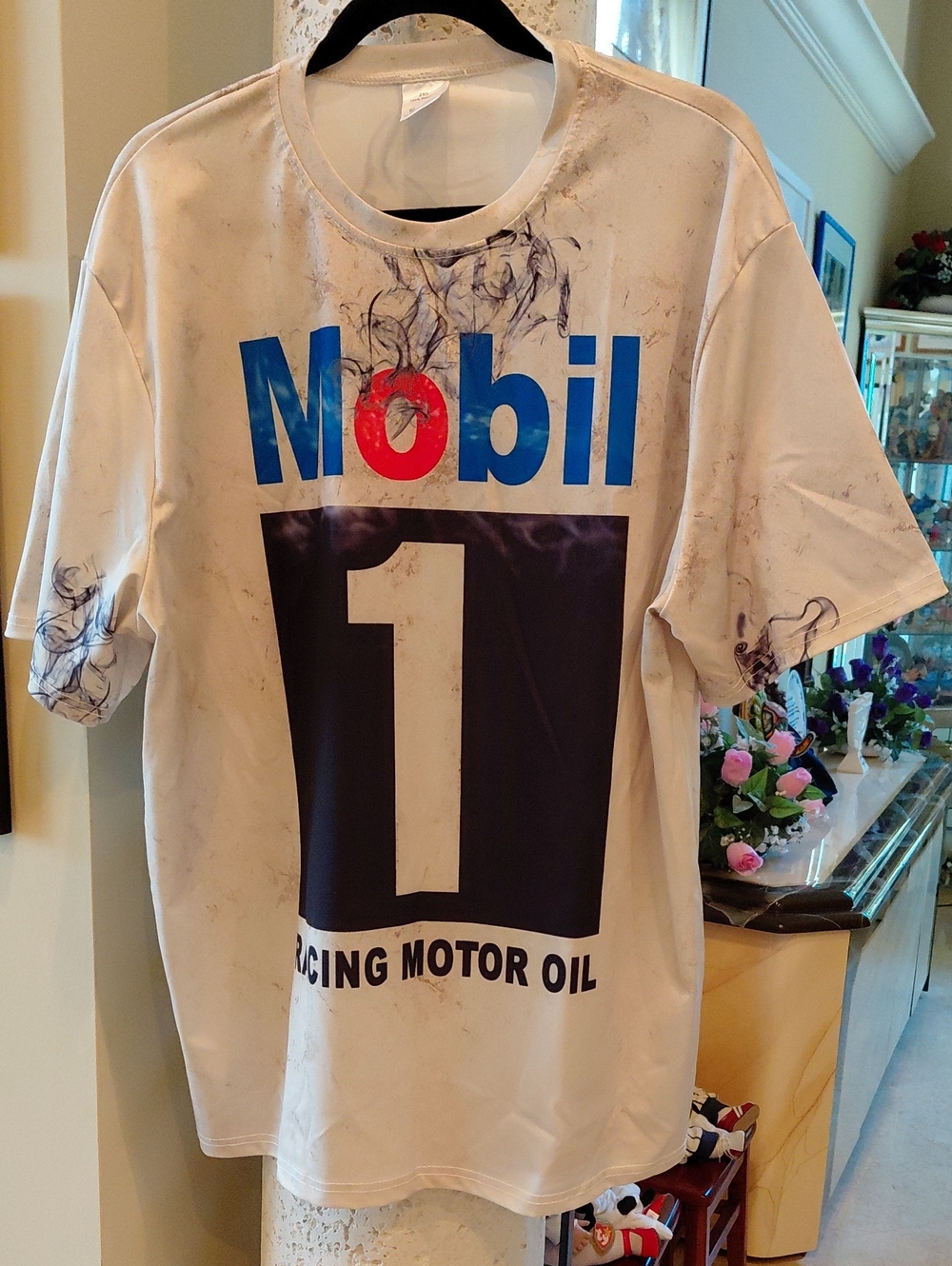 Mobil Adult Beige Graphic Racing T-Shirt